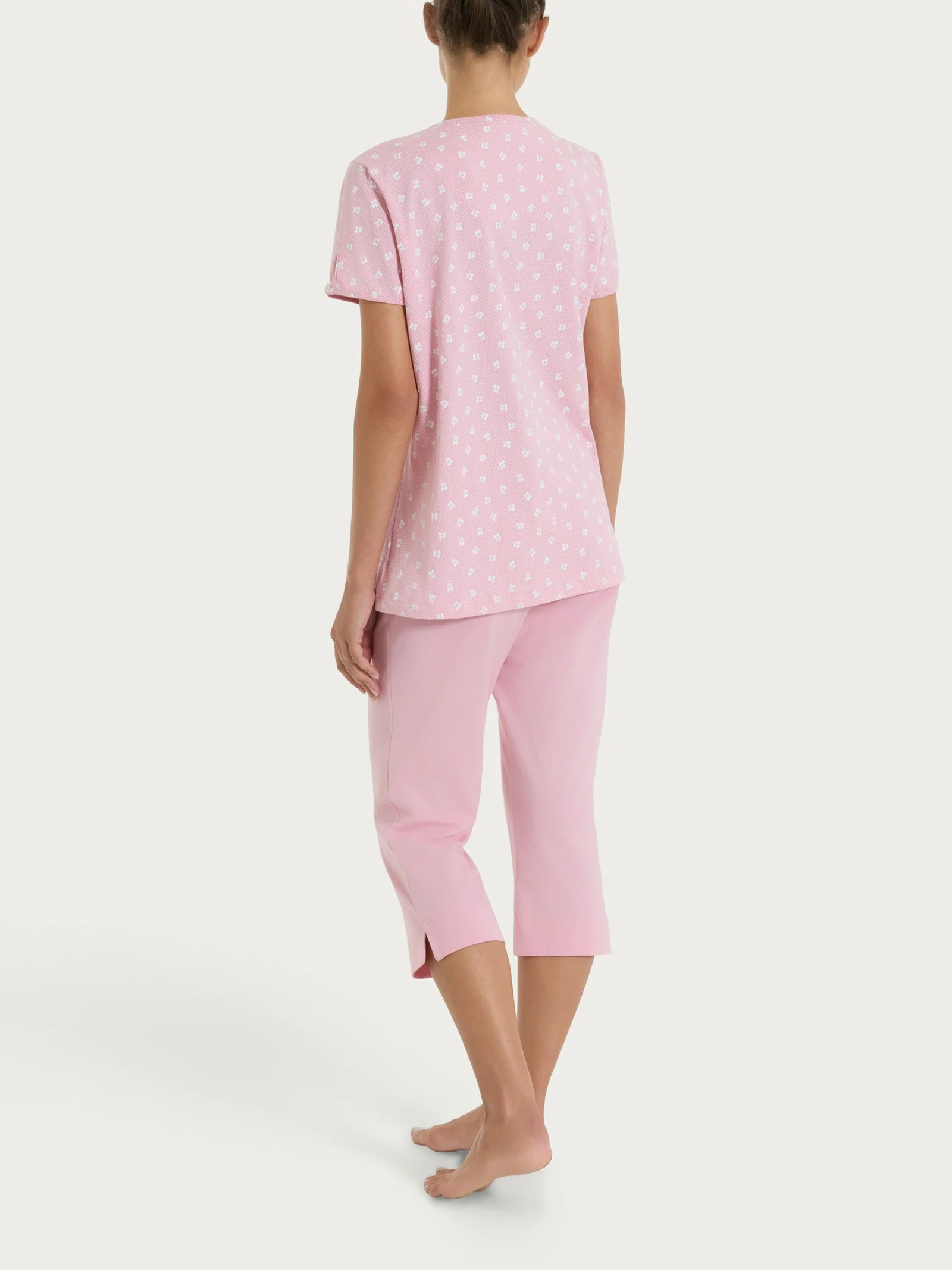 Pigiama pinocchietto in fantasia in Jersey di cotone 40-50 - Fant. Cameo Pink - Image 3