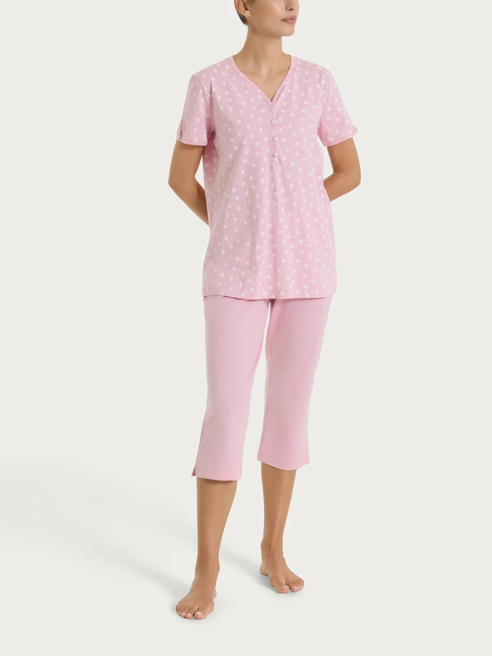 Pigiama pinocchietto in fantasia in Jersey di cotone 52-56 - Fant. Cameo Pink - Image 2