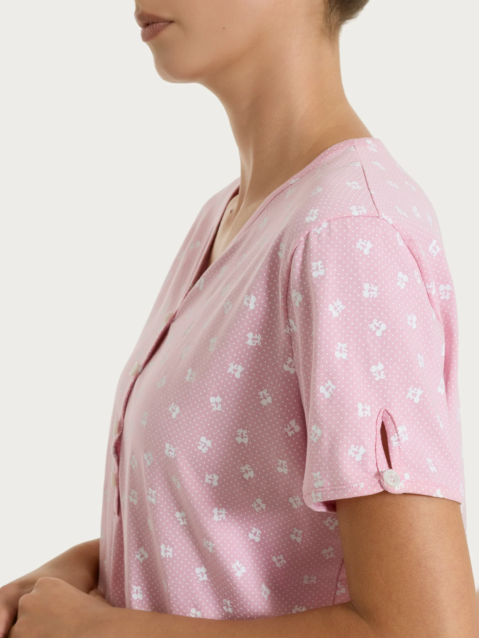 Pigiama pinocchietto in fantasia in Jersey di cotone 52-56 - Fant. Cameo Pink - Image 4