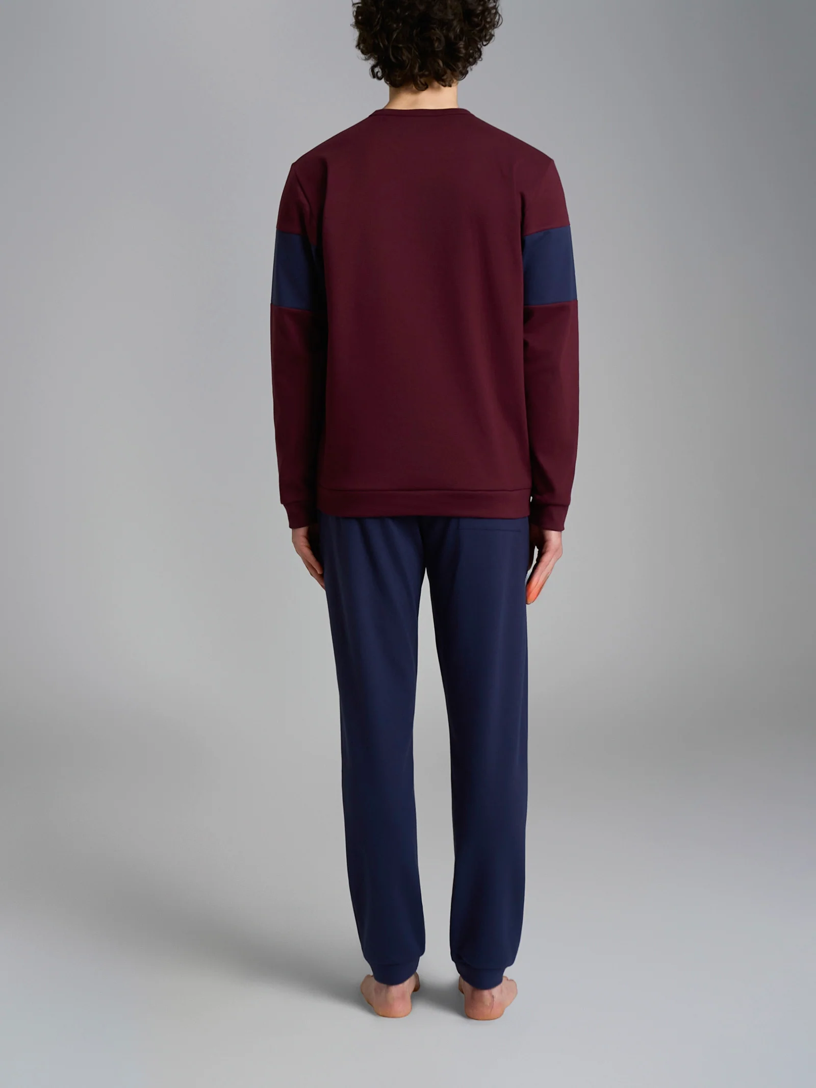 Pigiama serafino con fascia orizzontale in interlock di cotone - Fant. Windsor Wine - Image 2