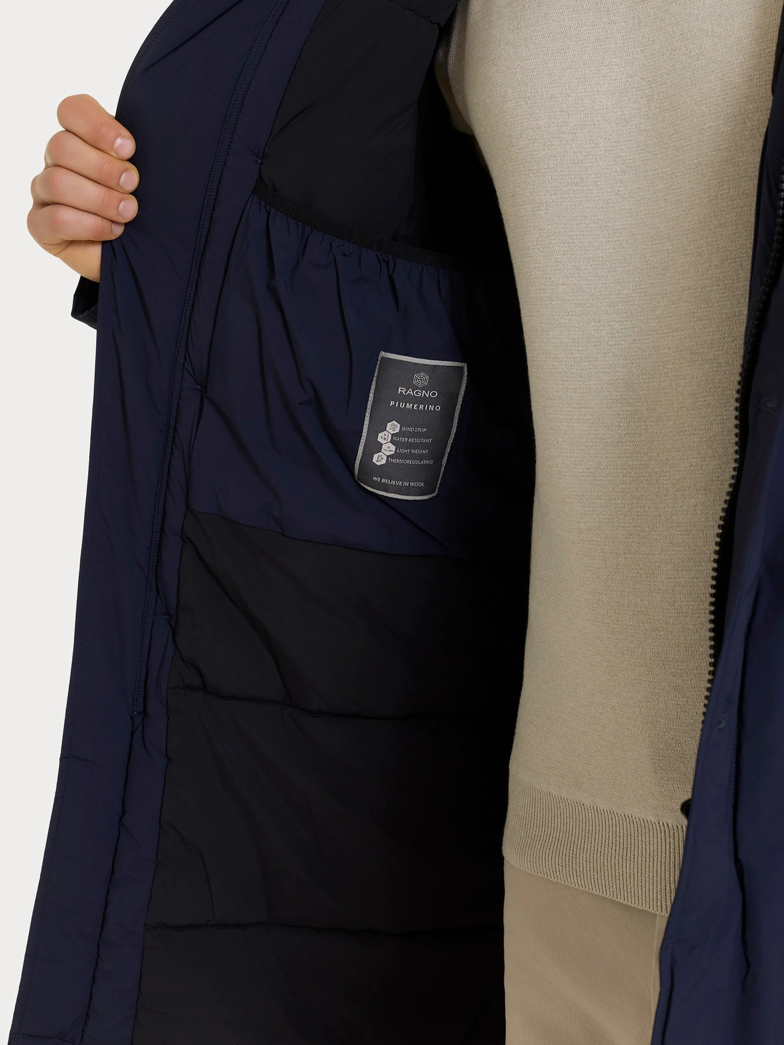 Piumerino Anorak imbottito in lana - Navy - Image 7