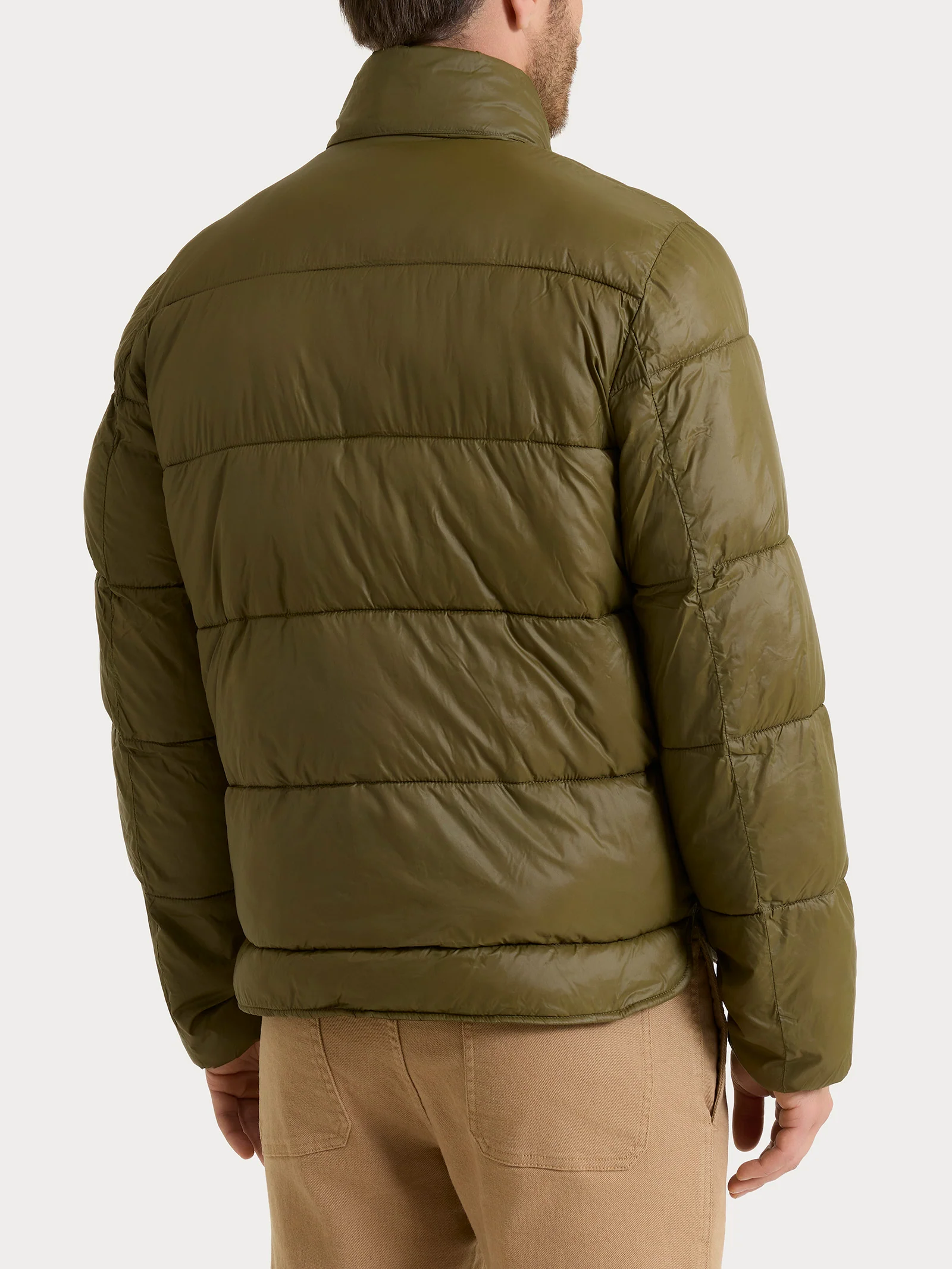 Piumino corto shiny in Vegan Down - Dark Olive - Image 2