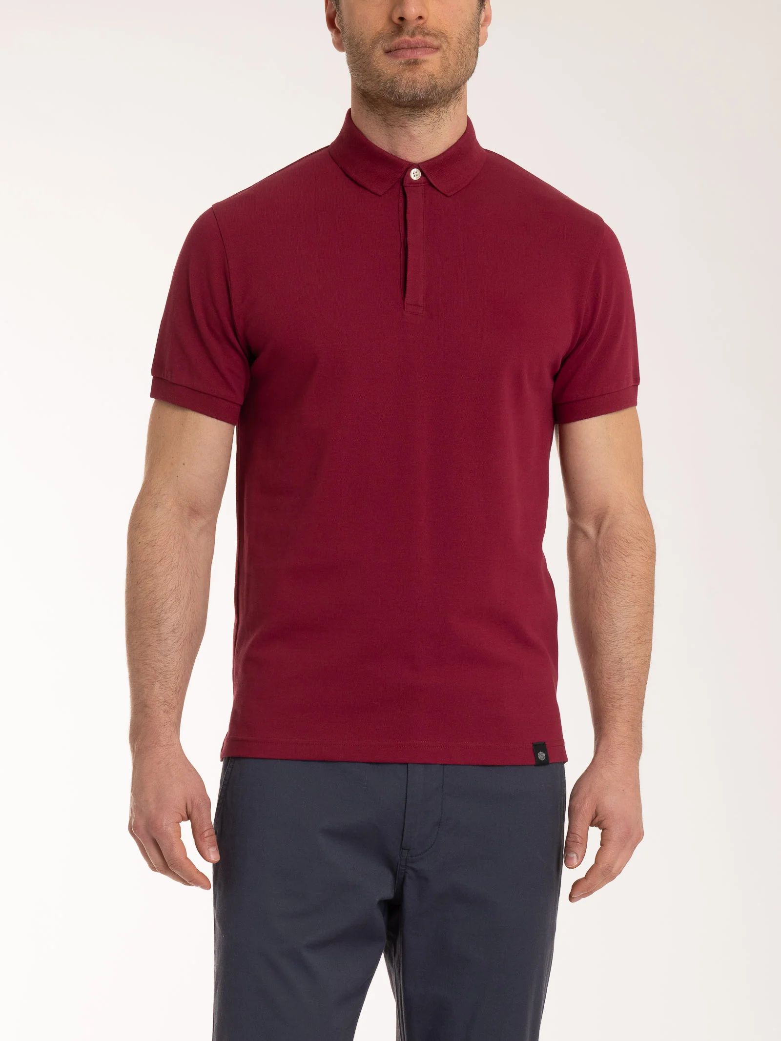 Polo in Eco Cotton Piquet Stretch - Tibetan Red