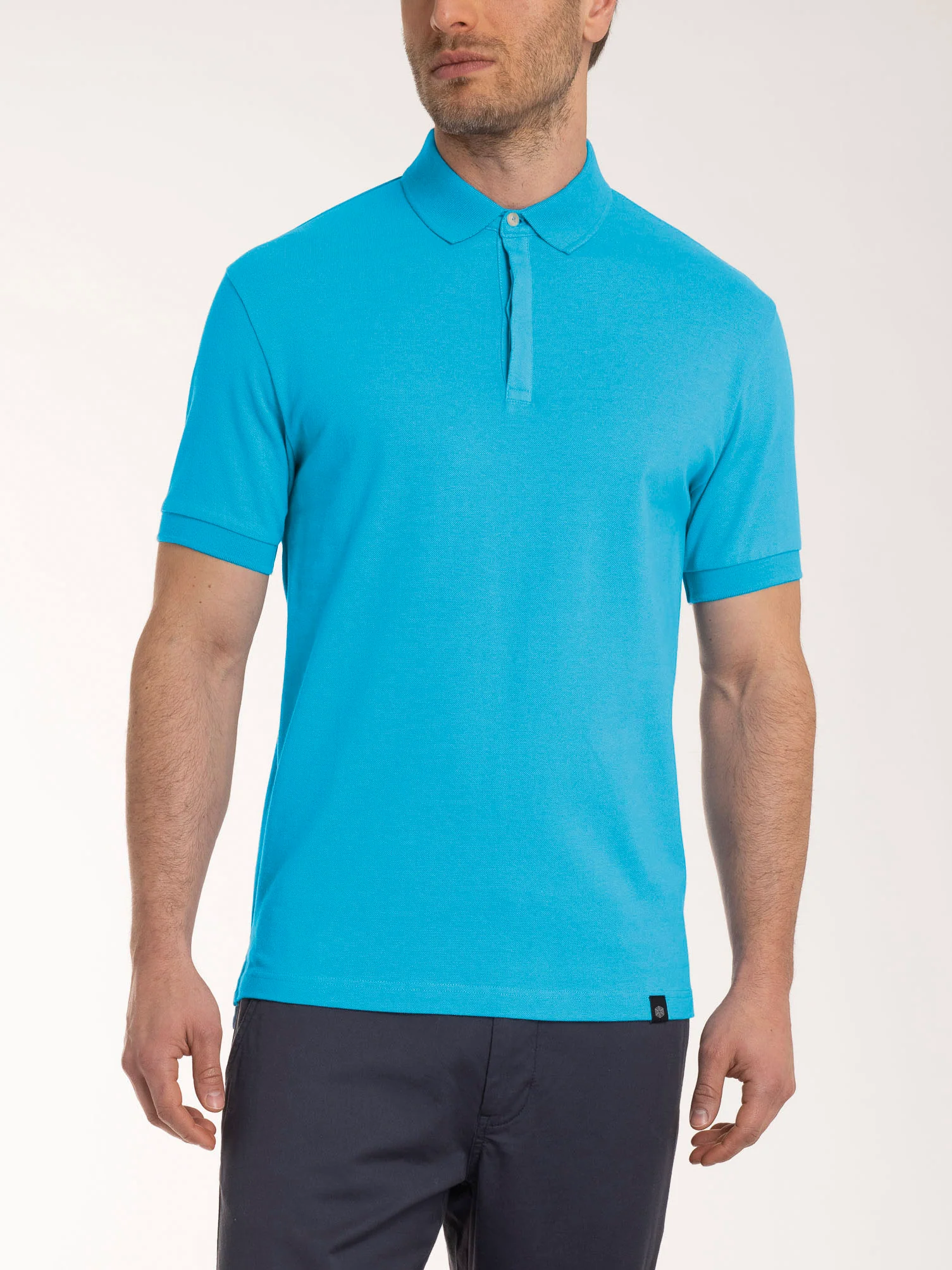 Polo in Eco Cotton Piquet Stretch - Aquarius