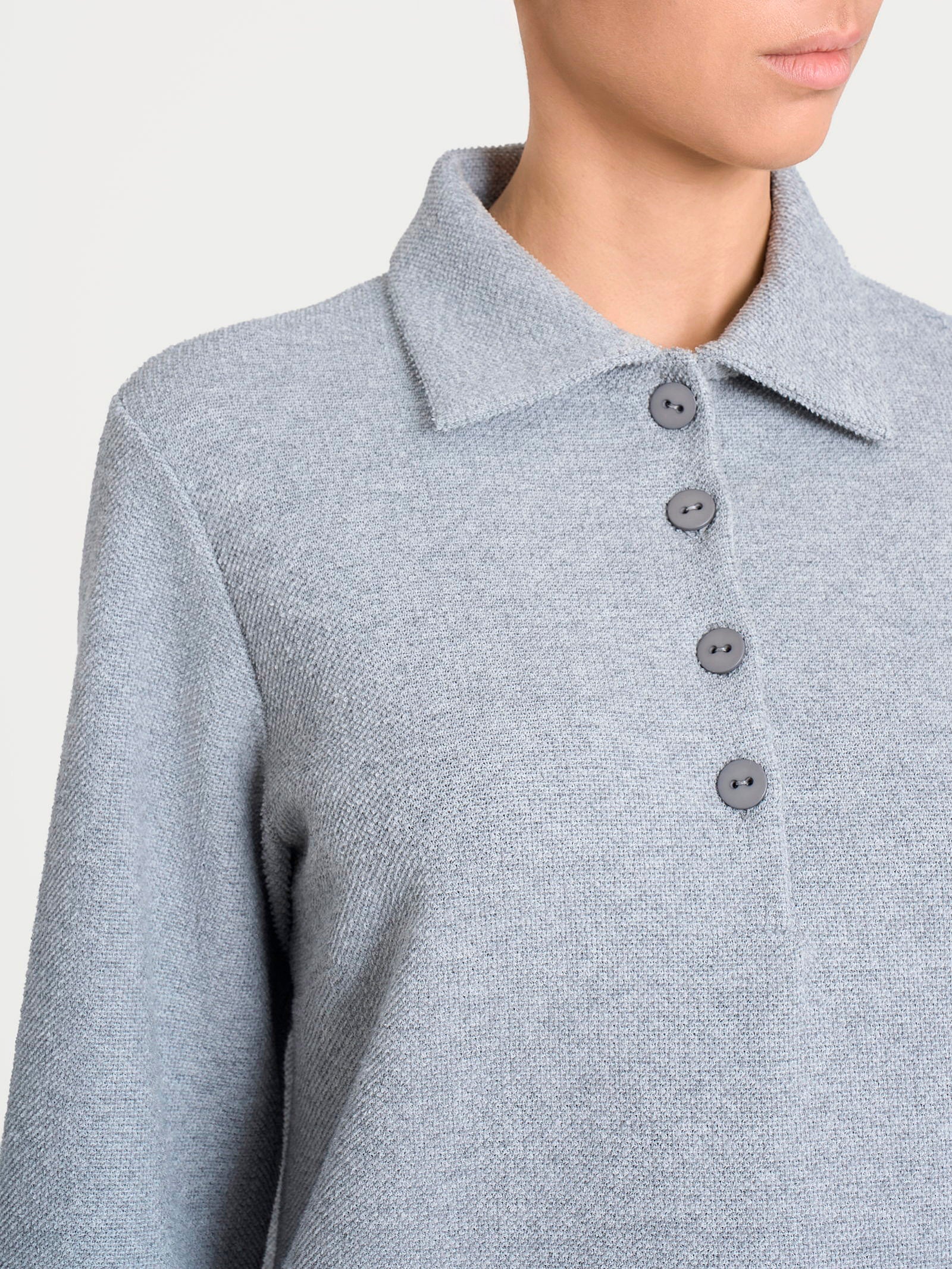 Polo in Japanese Fleece - Grigio Mel. - Image 3