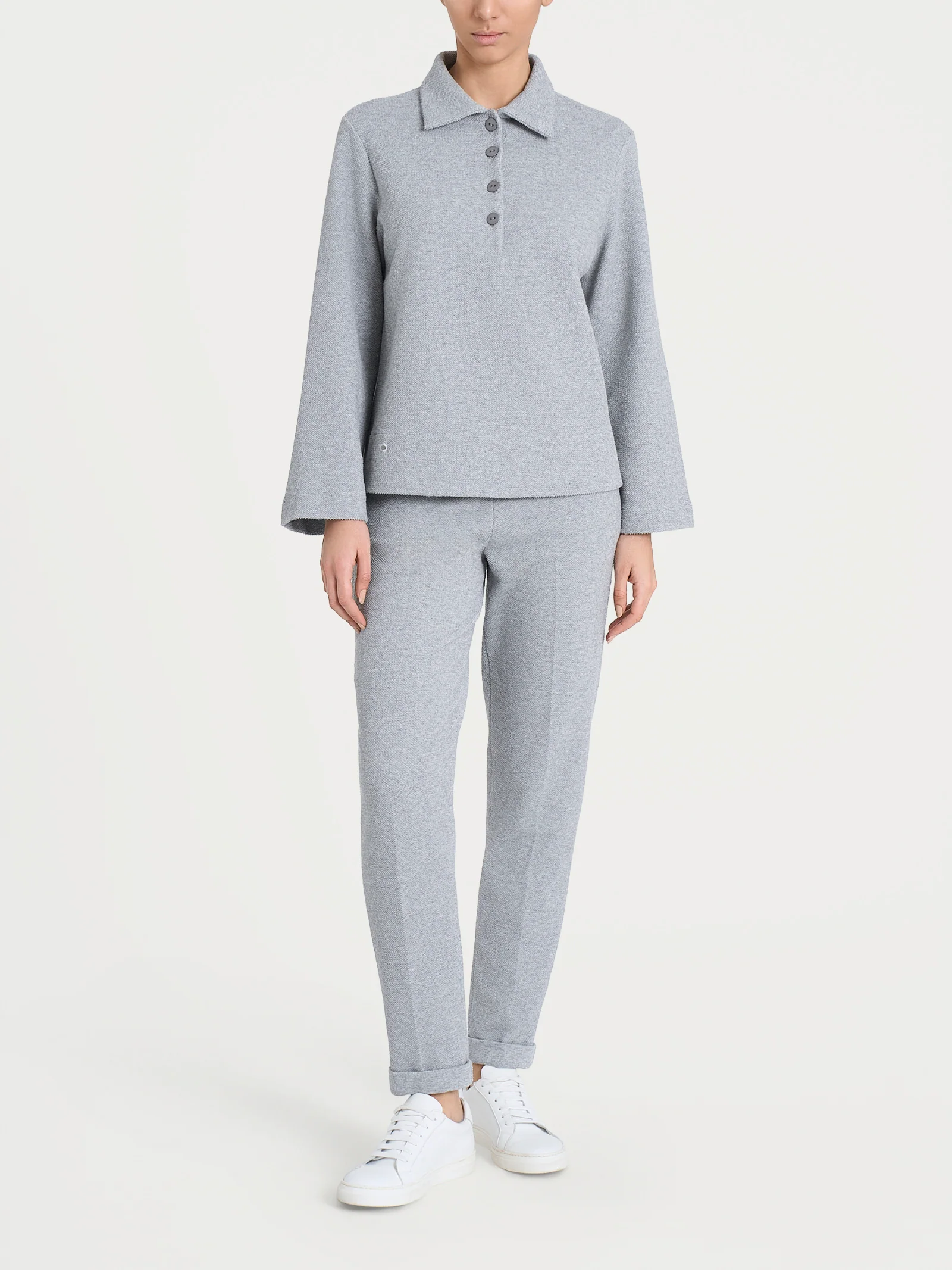 Polo in Japanese Fleece - Grigio Mel. - Image 4
