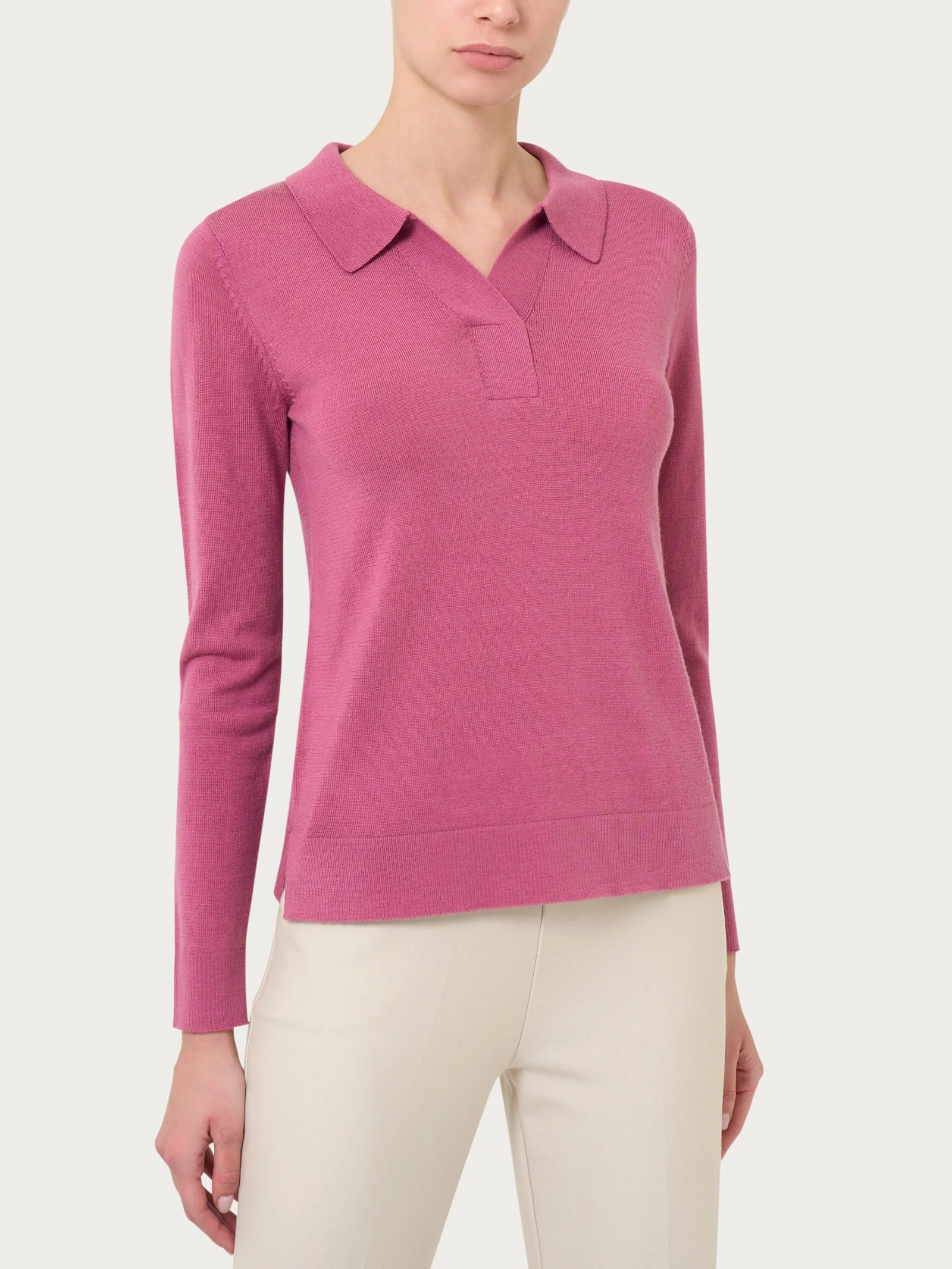 Polo in Merino Soft - Red Violet