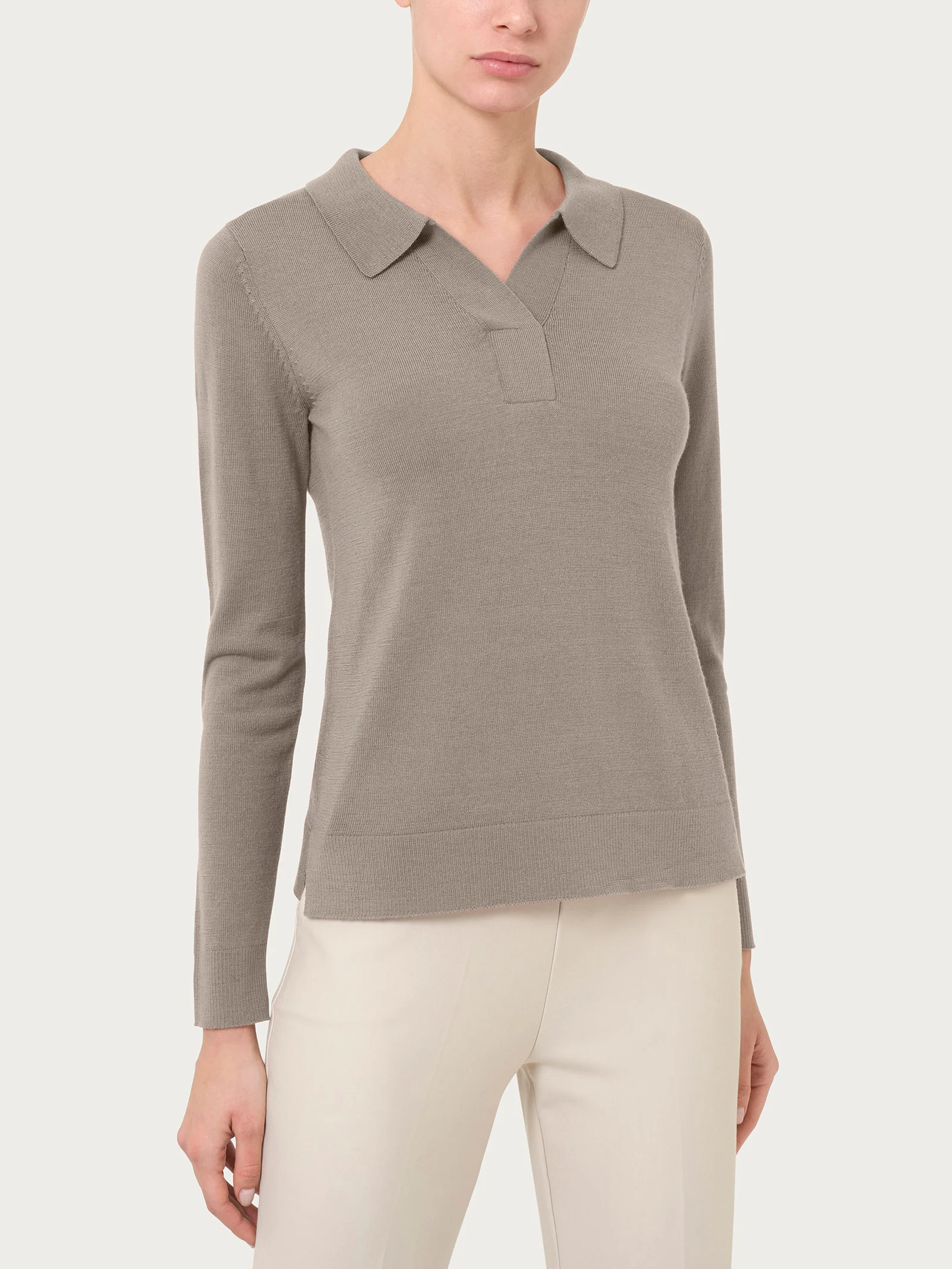 Polo in Merino Soft - Weathered Teak