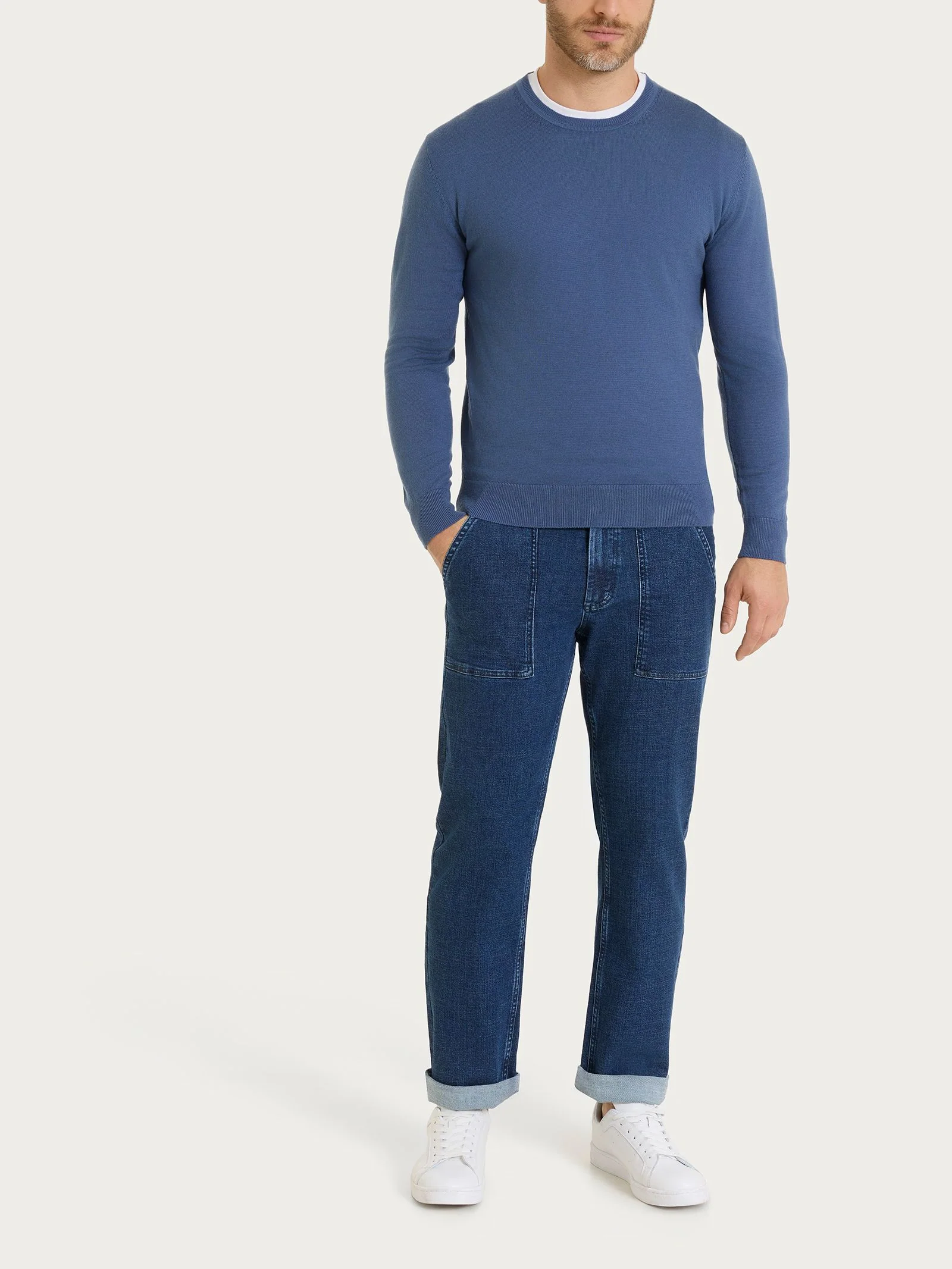Pull girocollo a maglia unita in Merino Soft - Tibetan Red - Image 4