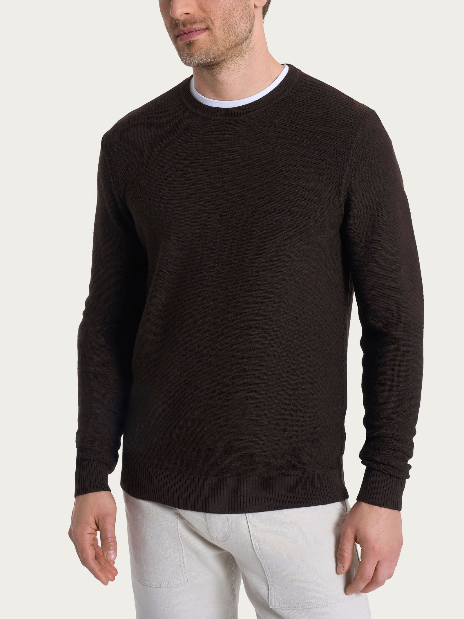 Pull girocollo Punto Links in Merino Soft - Chocolate Torte