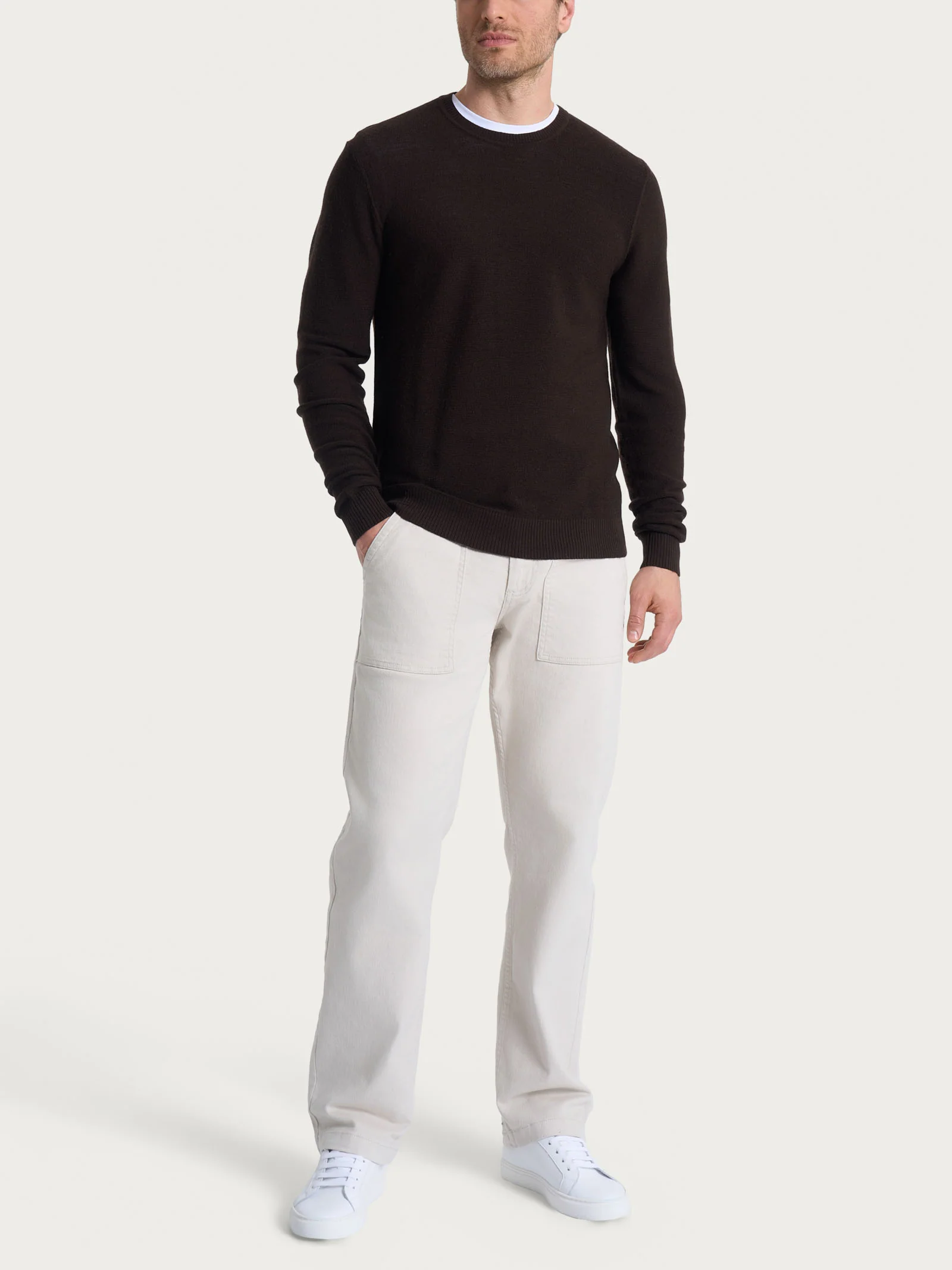 Pull girocollo Punto Links in Merino Soft - Chocolate Torte - Image 4