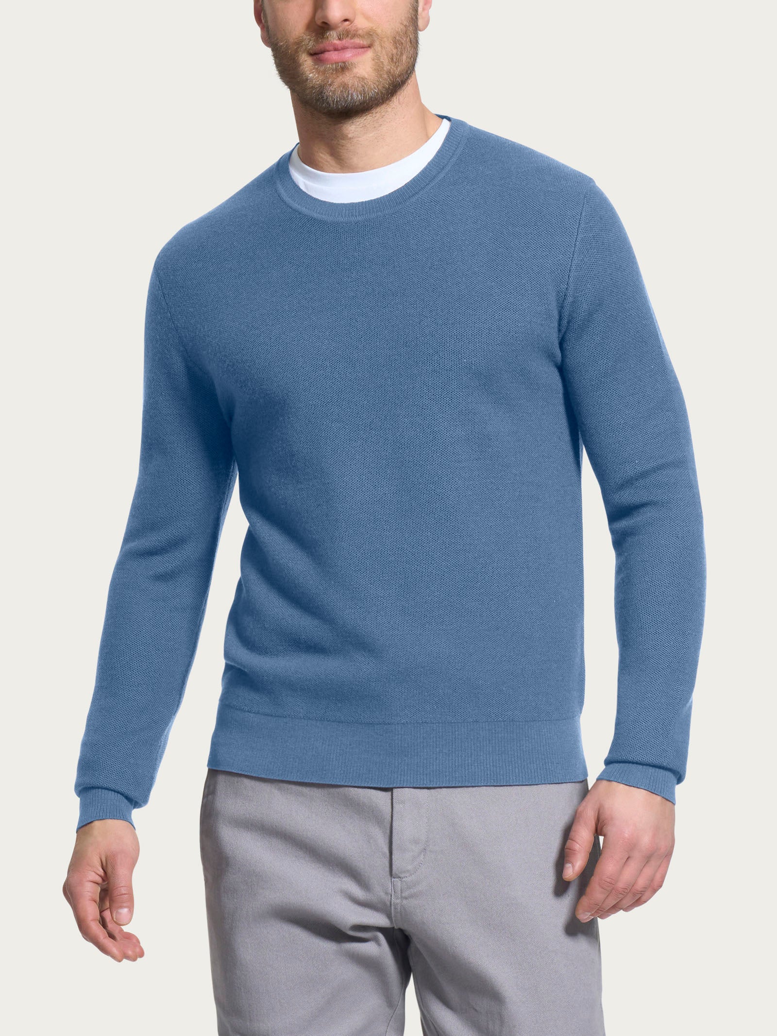 Pull girocollo Punto Links in Merino Soft - Colony Blue
