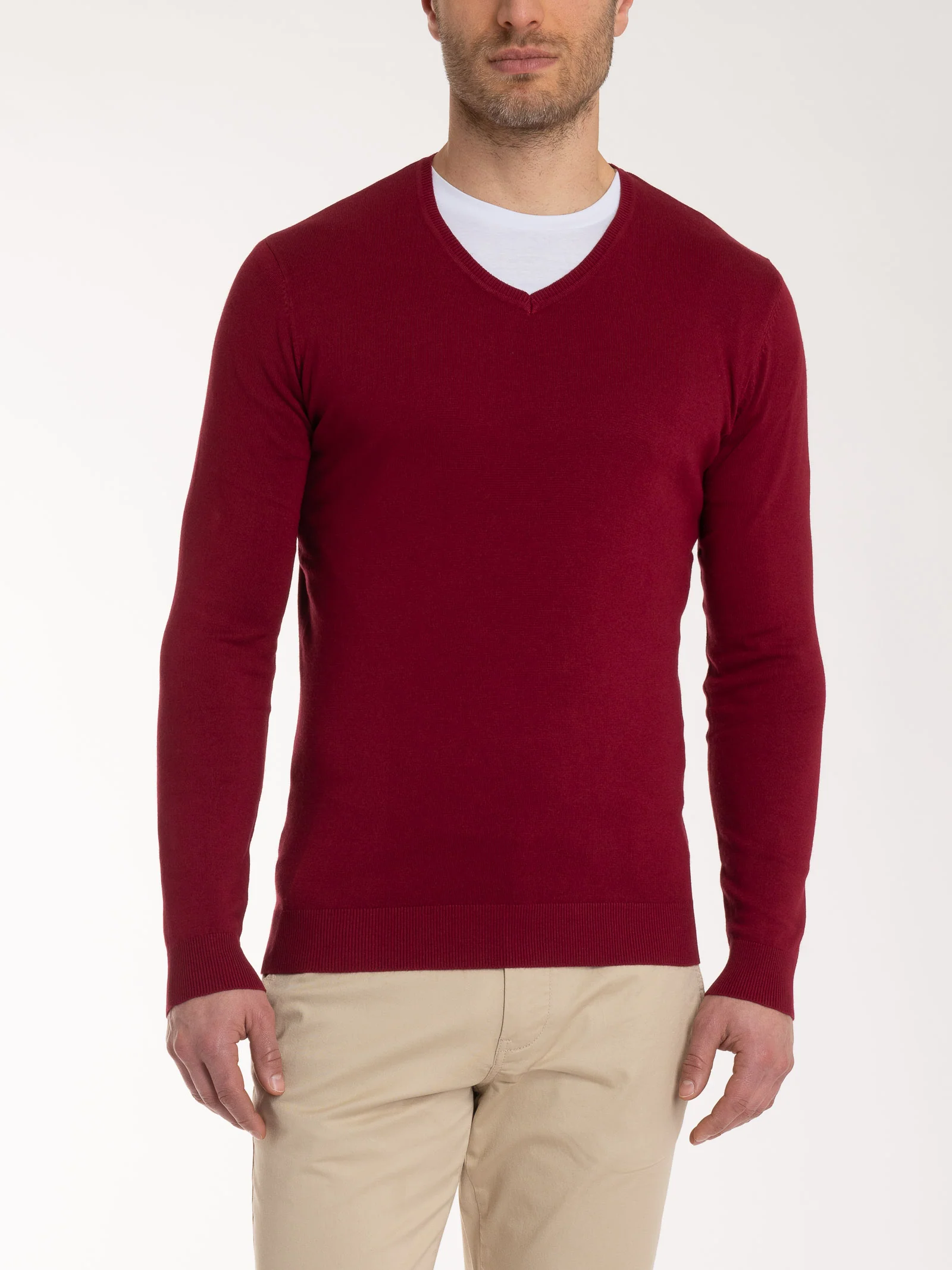 Pull scollo a V a manica lunga in Summertime - Tibetan Red