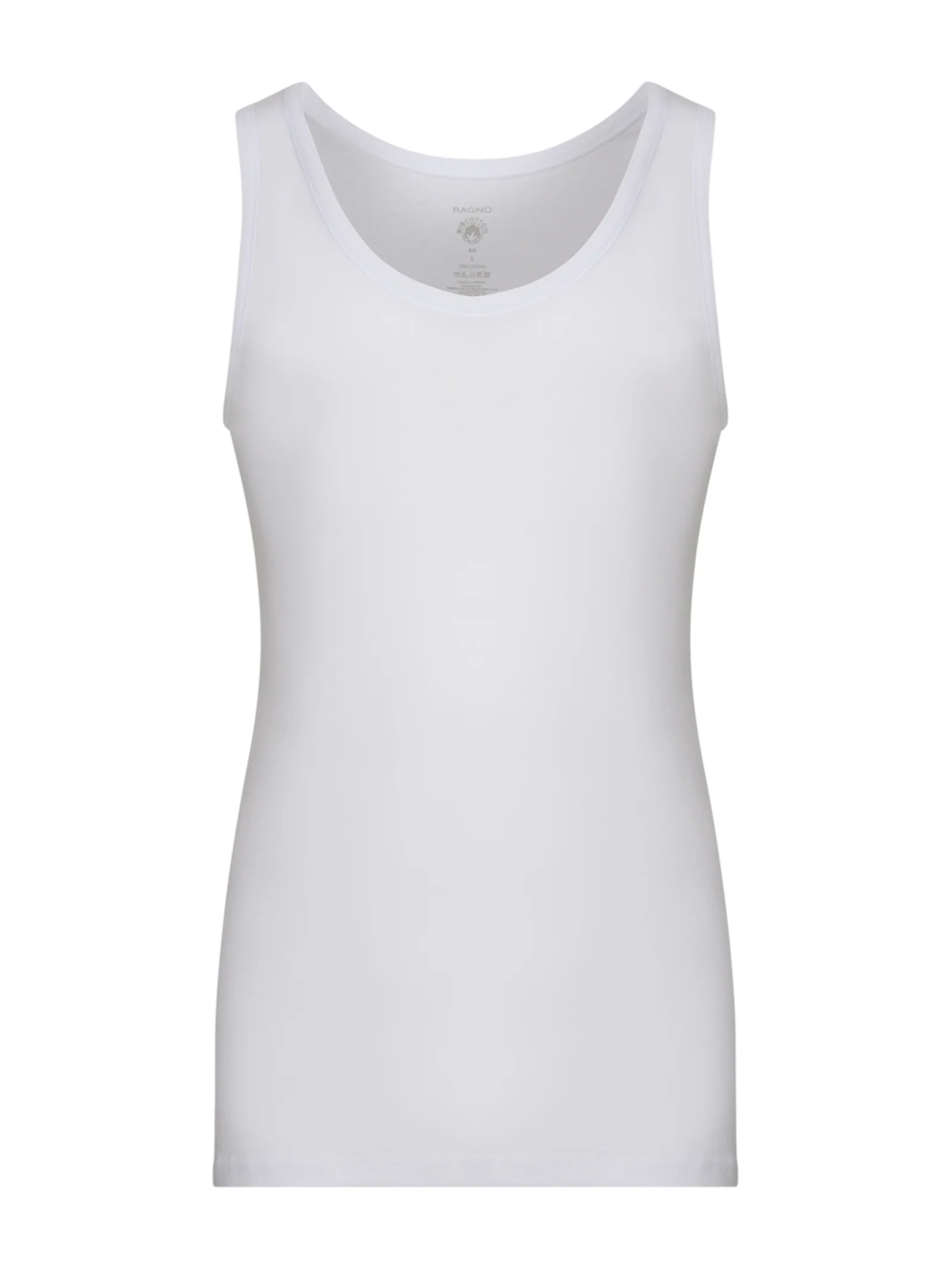 Rib - Canottiera spalla larga in maglia unita di cotone - White