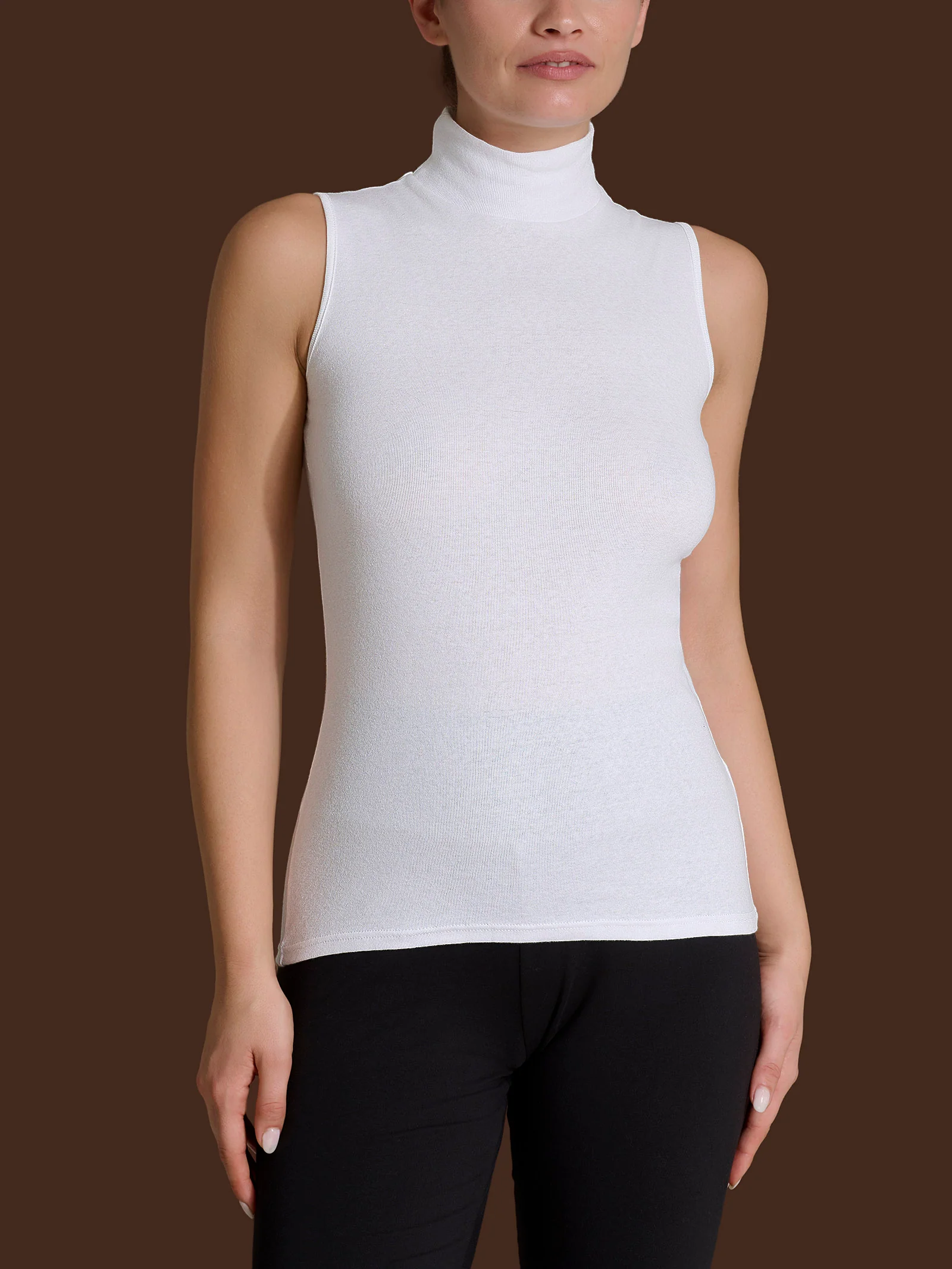 Smanicato a collo alto in Thermo Cotton - Rosso - Image 2