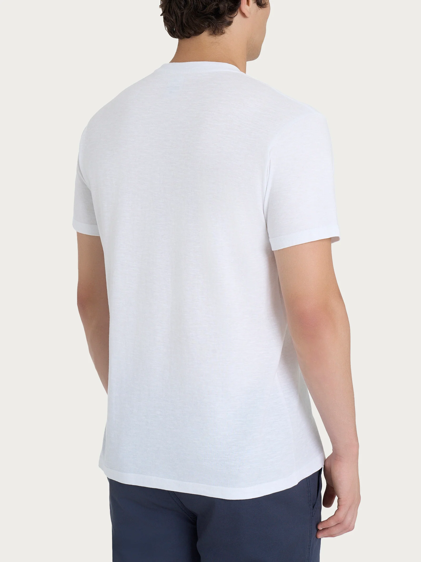 T-shirt girocollo con taschino in slub jersey di cotone - Bianco - Image 2