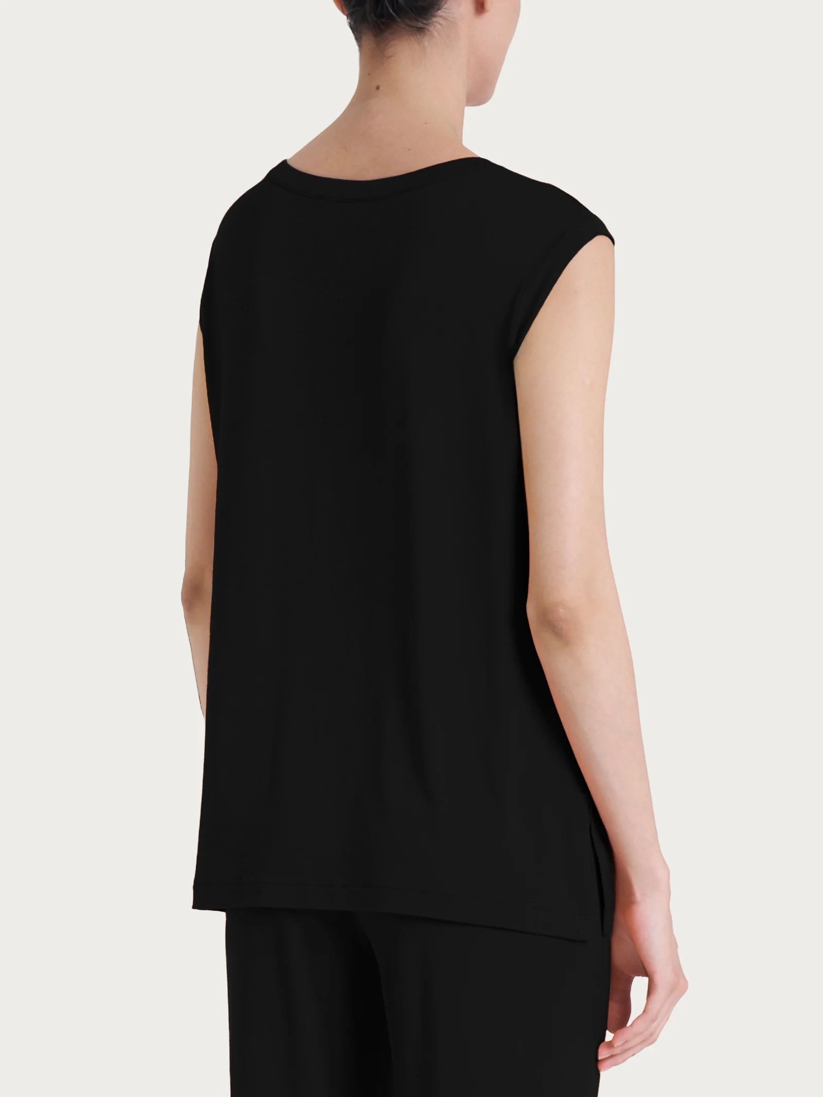 Top con scollo a goccia in Viscosa Summer - Nero - Image 2