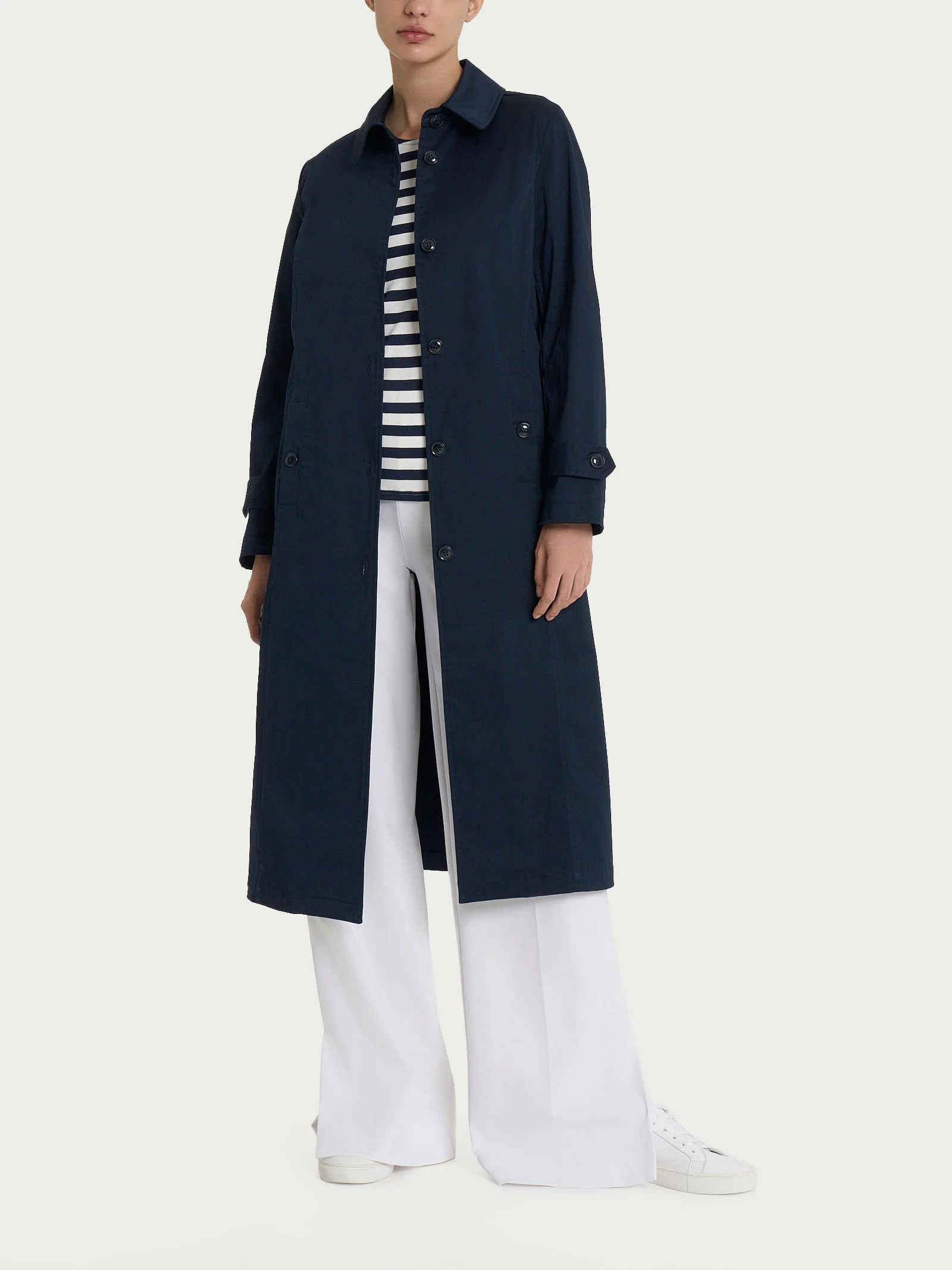 Trench lungo in Satin Power WR - Bleu - Image 4