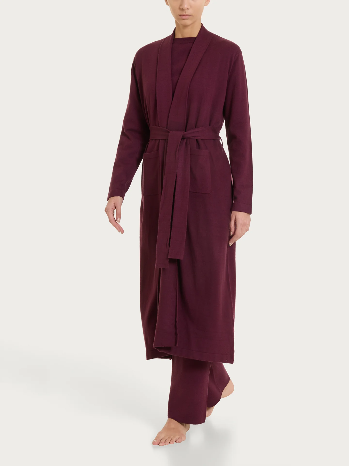 Vestaglia lunga con cintura in Super Soft - Fig